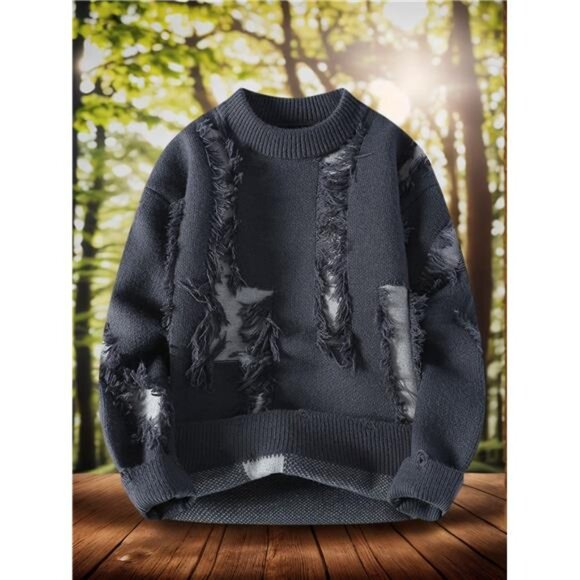 Men's Distressed Ripped Knit Sweater - New Street Style - Picture 5 of 5